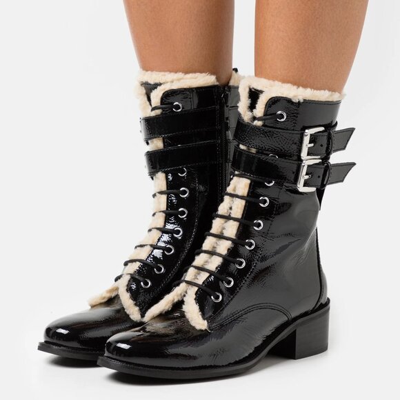 New KURT GEIGER LONDON Women's Serena Block Heel Black Boots 11 US/42 EU New - Picture 1 of 14